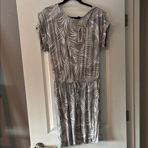 Gray Leaf Print Women's Dress